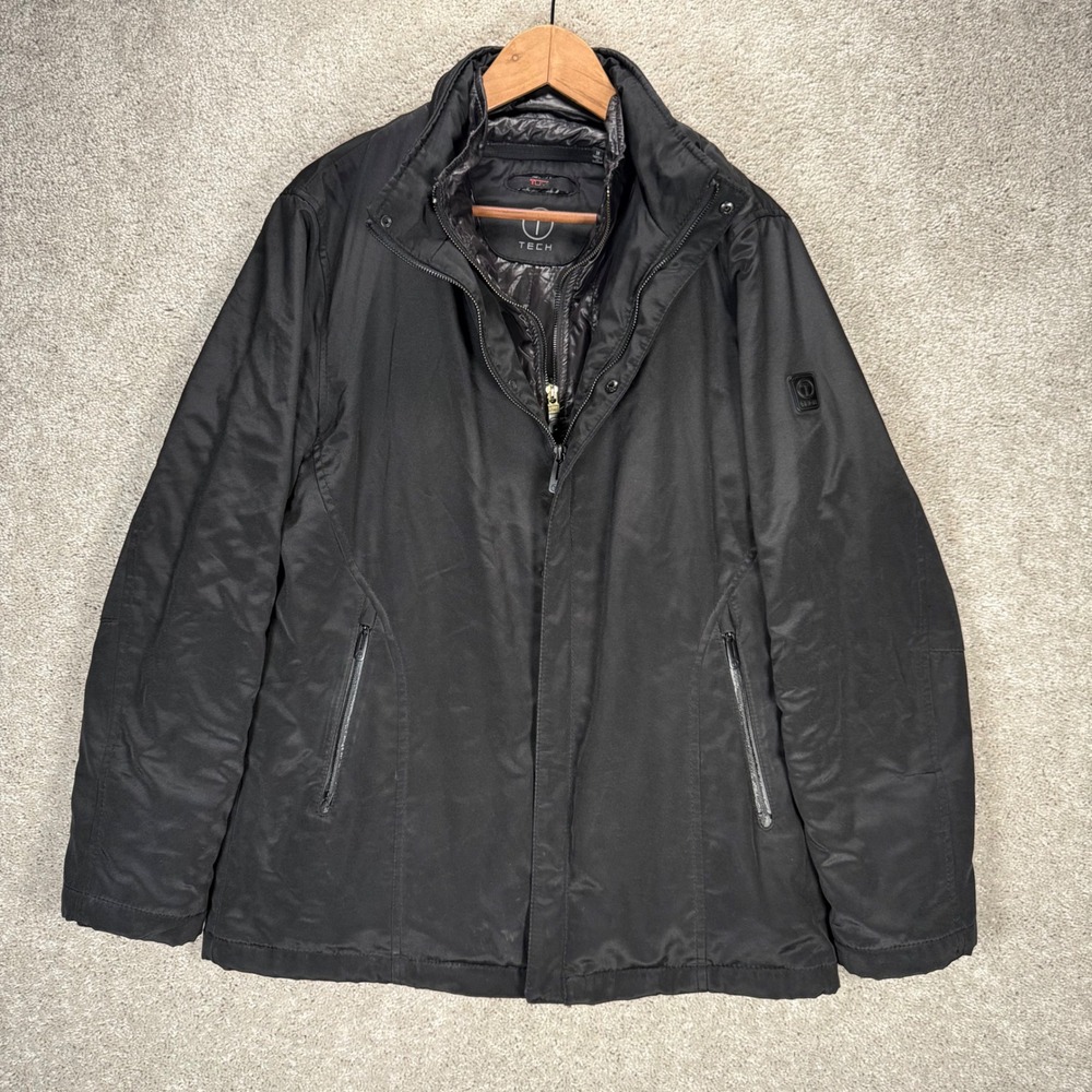 Tumi Tech Men's Medium Black Insulated Full Zip Mock Neck Jacket Coat